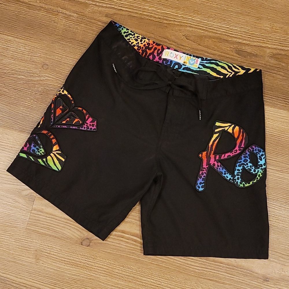 🔹️Roxy Black Cheetah Print Swim Shorts Girl's Small